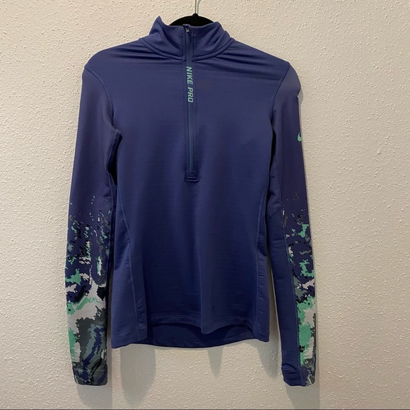 NIKE Women's Purple Pro Hyperwarm Half Zip Long Sleeve Shirt Sz. SMALL - Picture 1 of 5